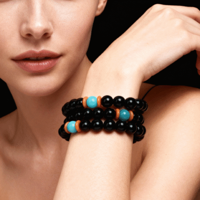 Triple-Layer Black Obsidian Bracelet – Protection & Balance