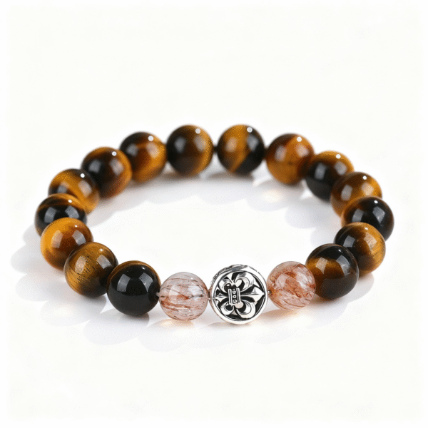 Tiger Eye & Black Rutilated Quartz Bracelet for Abundance & Protection