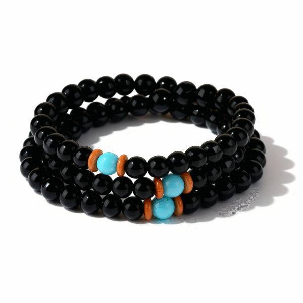 Triple-Layer Black Obsidian Bracelet – Protection & Balance