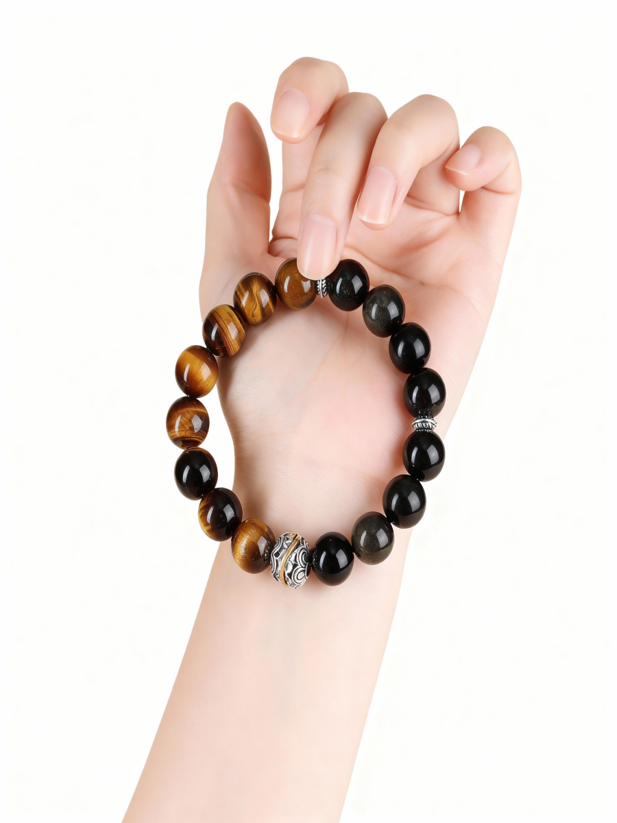 Gold Obsidian Tiger’s Eye Bracelet – Protection & Confidence | ArvnDao - Image 4