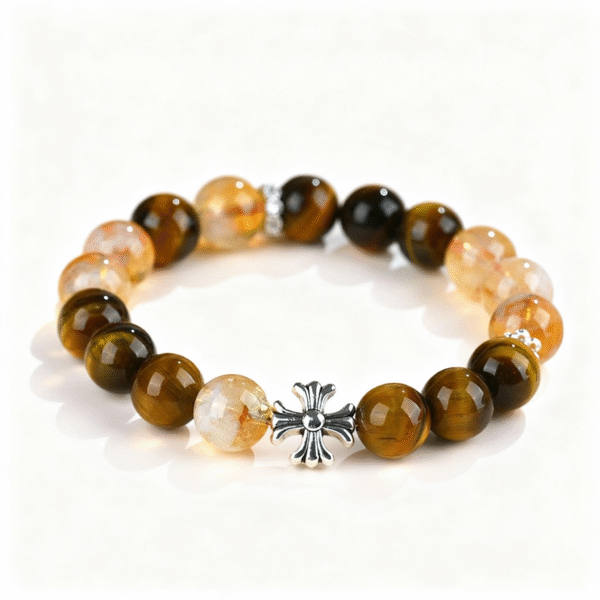 Golden Tiger Eye & Rutilated Quartz Bracelet for Abundance & Confidence