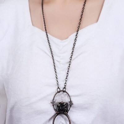 Amethyst & Clear Quartz Pendant Necklace · Moon Goddess Crystal Jewelry | ArvnDao