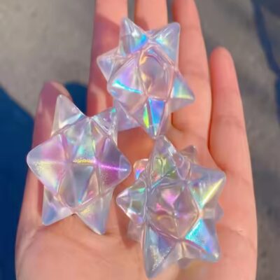 Iridescent Quartz Merkaba Star for Spiritual Awakening & Energy Healing