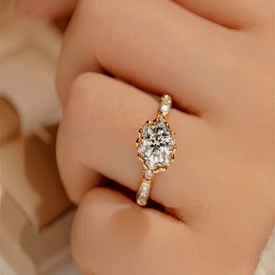 1ct Moissanite Rose Blossom Adjustable Ring – Elegant Open Engagement Ring