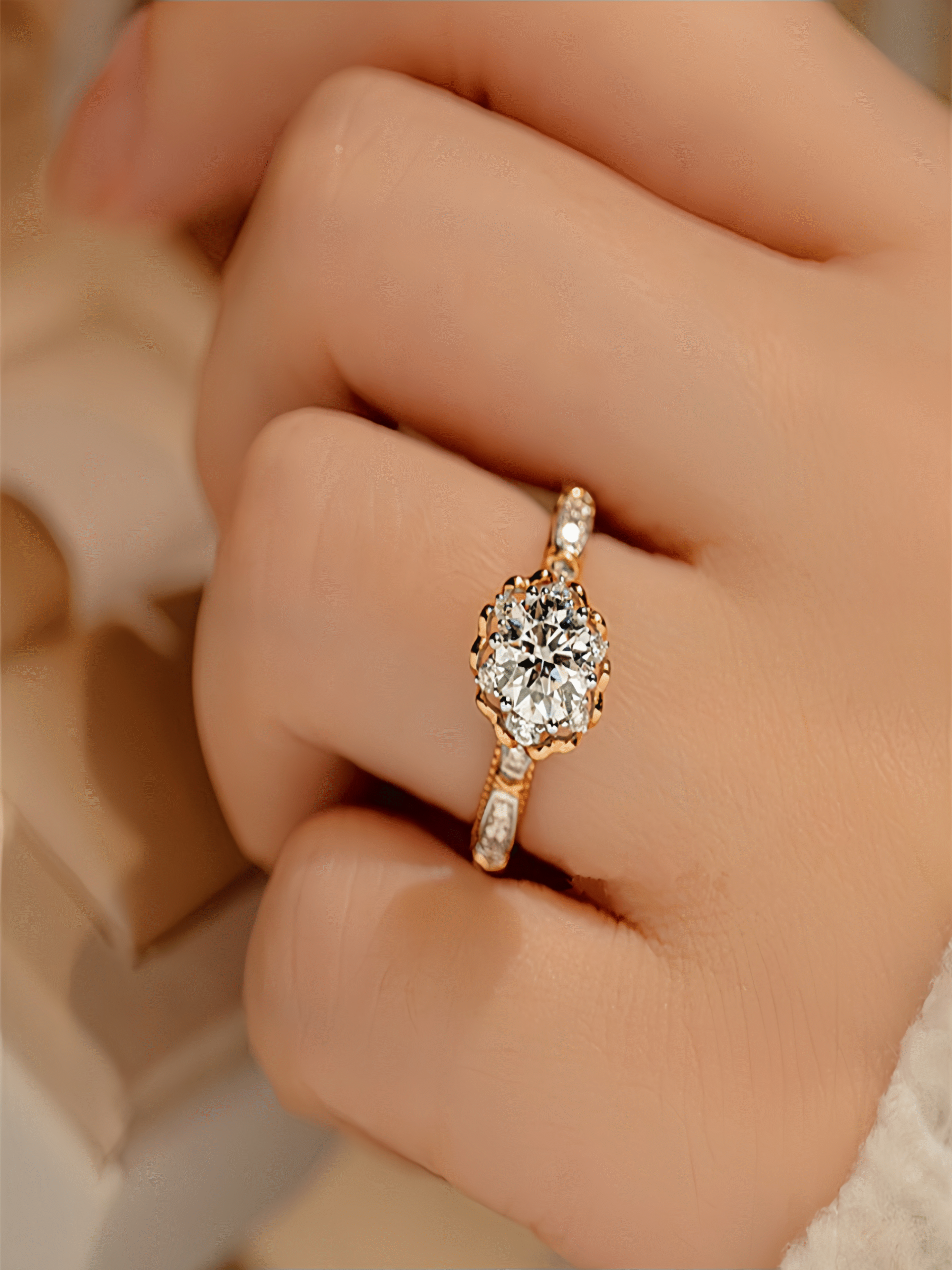 1ct Moissanite Rose Blossom Adjustable Ring – Elegant Open Engagement Ring - Image 2