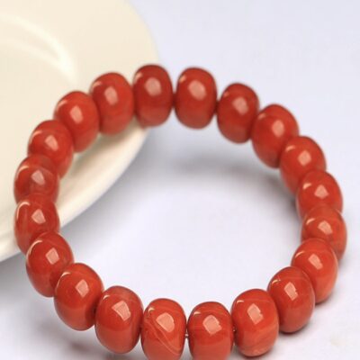 Natural Red Agate Bracelet |  South Red Agate Barrel Bead Bracelet for Vitality & Protection