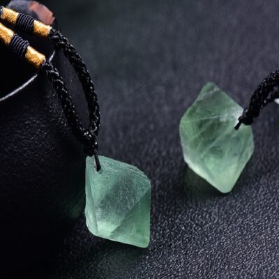 Green Fluorite Octahedron Pendant Necklace | Natural Crystal for Clarity & Healing