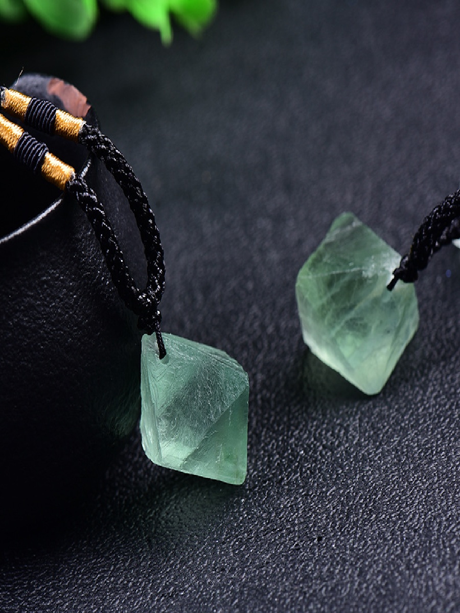 Green Fluorite Octahedron Pendant Necklace | Natural Crystal for Clarity & Healing - Image 2