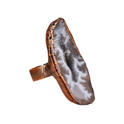 Thunder Egg Agate Geode Ring · Raw Druzy Adjustable Copper Ring