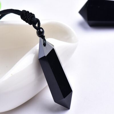 Obsidian Double-Point Pendant | Natural Protection Crystal Necklace | Grounding & Negative Energy Shield