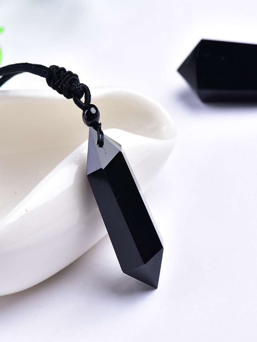 Obsidian Double-Point Pendant | Natural Protection Crystal Necklace | Grounding & Negative Energy Shield