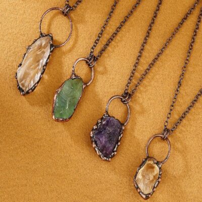 Raw Crystal Pendant Necklace · Amethyst / Citrine / Fluorite / Clear Quartz