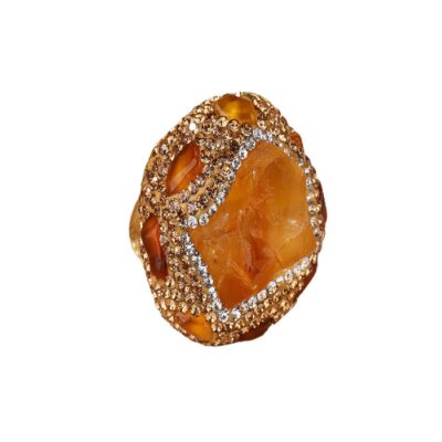 Raw Citrine Crystal Ring · Gold Statement Adjustable Ring | ArvnDao