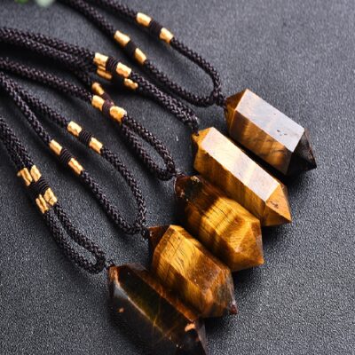 Tiger Eye Double Terminated Hexagonal Pendant | Confidence & Protection