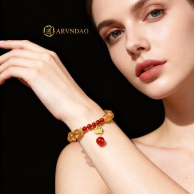 Citrine & Red Agate Bracelet for Wealth & Protection