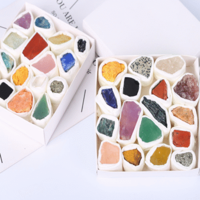 Natural Crystal Mineral Specimen Box for Education, Collection & Energy Display
