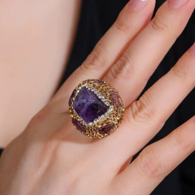 Raw Citrine Crystal Ring · Gold Statement Adjustable Ring | ArvnDao