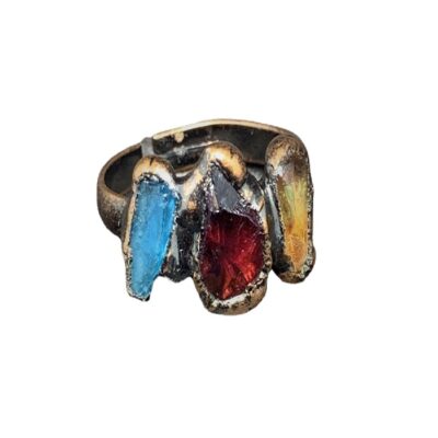 Handmade Raw Crystal Ring · Irregular Multi-Stone Bronze Ring