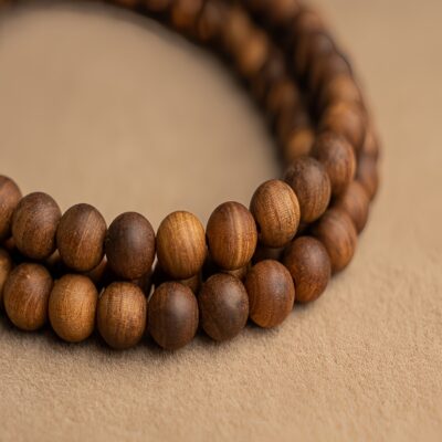 108-Bead Mysore Sandalwood Mala Bracelet | Natural Aromatic Wood