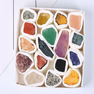 Natural Crystal Mineral Specimen Box for Education, Collection & Energy Display