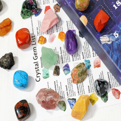 24-Day Crystal Advent Calendar with Natural Gemstone Mystery Box | ArvnDao Healing Crystal Set