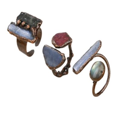 Raw Crystal Adjustable Ring · Green Tourmaline / Garnet / Labradorite / Kyanite