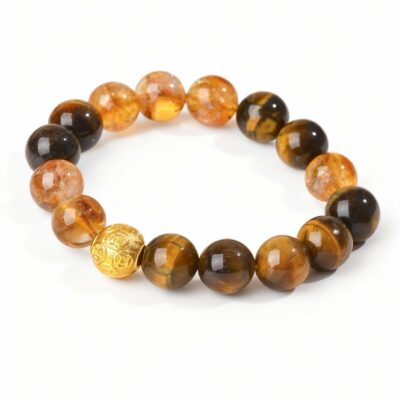 Natural Yellow Tiger Eye & Citrine Crystal Bracelet | Abundance & Confidence Energy Stone