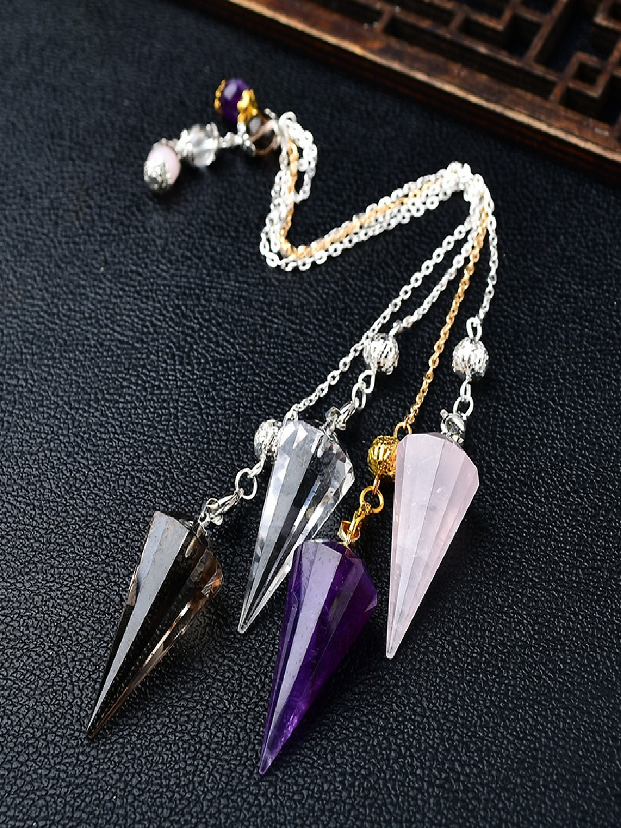 Natural Crystal Pendulum Necklace – Healing Dowsing Tool for Meditation, Reiki & Divination - Image 4