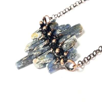 Raw Kyanite Pendant Necklace · Antique Copper Crystal Jewelry