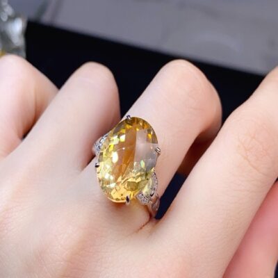 Natural Citrine Prosperity Ring in Silver | Wealth, Success & Energy Balance Crystal Jewelry