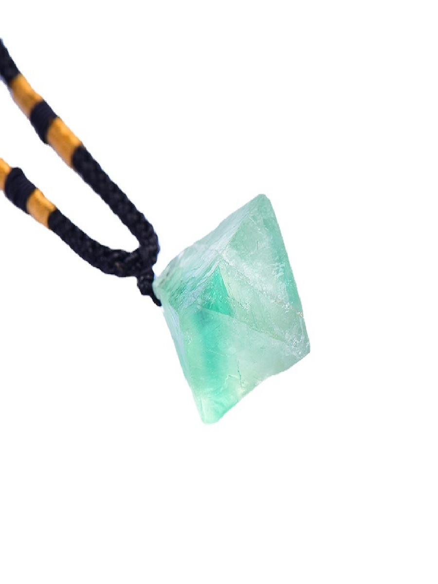 Green Fluorite Octahedron Pendant Necklace | Natural Crystal for Clarity & Healing