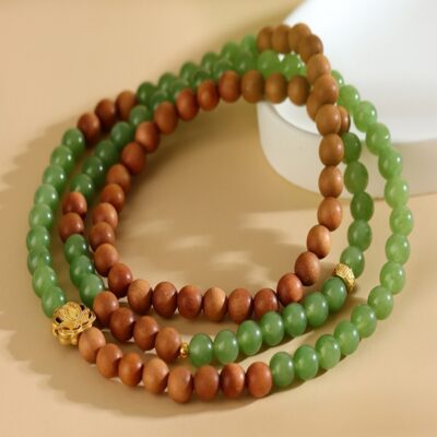 Sandalwood & Green Jade Multi-Layer Healing Bracelet for Protection & Balance | ArvnDao