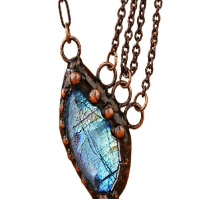 Labradorite Pendant Necklace · Vintage Copper Multi-Layer Chain | ArvnDao