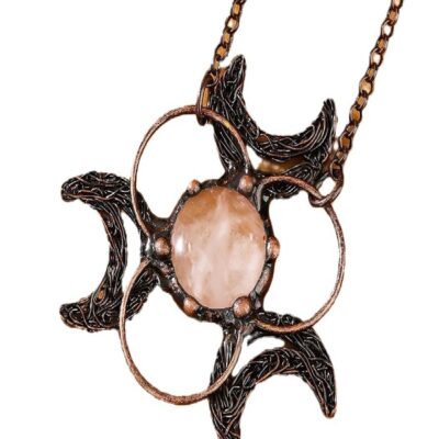 Clear Quartz Triple Moon Necklace · Moon Goddess Crystal Pendant | ArvnDao