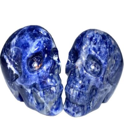 Natural Sodalite Crystal Skull Carving – Blue Stone Healing Decoration