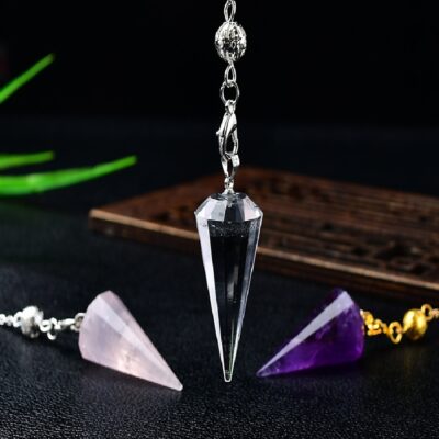 Natural Crystal Pendulum Necklace – Healing Dowsing Tool for Meditation, Reiki & Divination