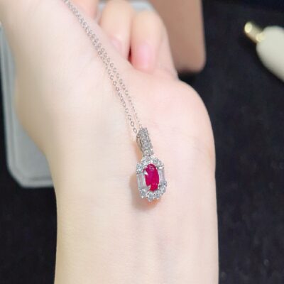 Natural Pigeon Blood Ruby Pendant in S925 Sterling Silver | Luxury Gemstone Necklace for Love & Confidence