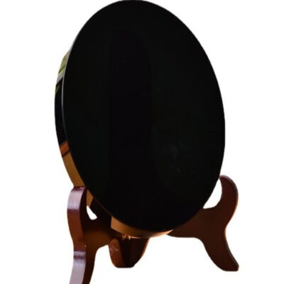Black Obsidian Mirror Disc |  Protective Crystal Plate for Home Décor & Energy Shielding