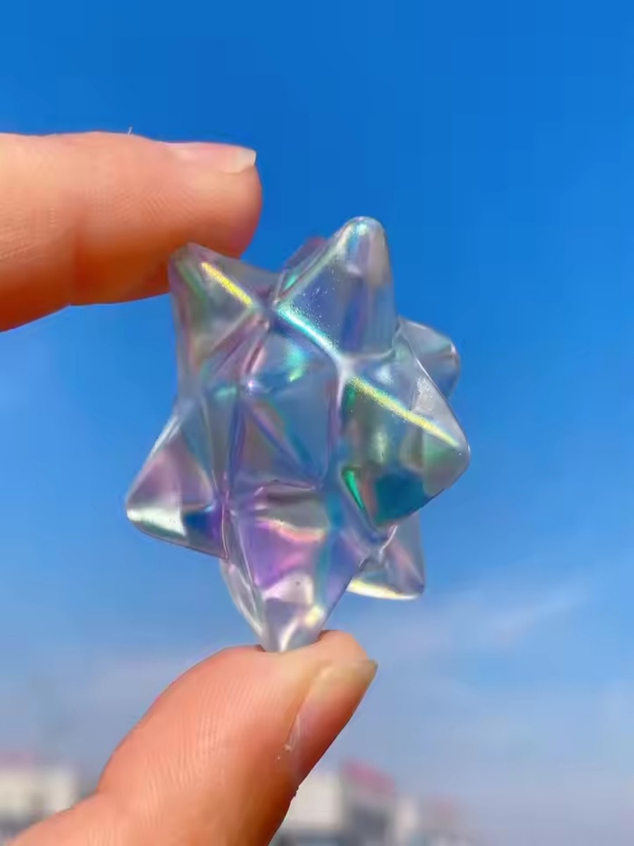 Iridescent Quartz Merkaba Star for Spiritual Awakening & Energy Healing