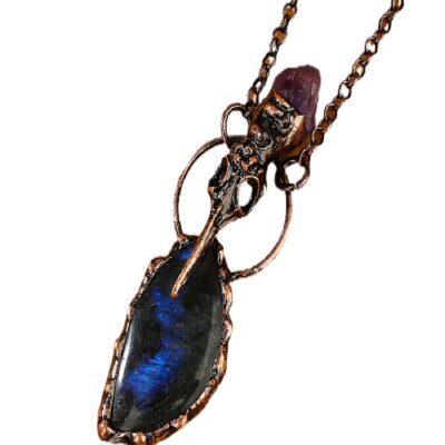 Labradorite & Amethyst Pendant · Protection & Intuition Necklace