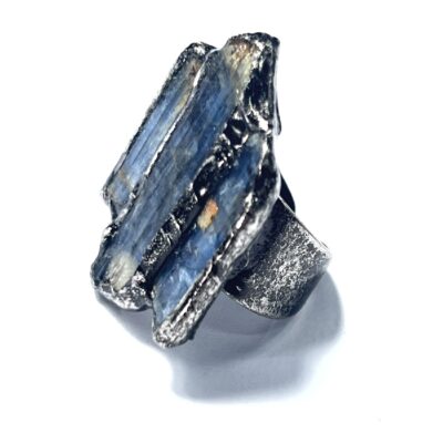 Raw Kyanite Ring | Adjustable Electroformed Silver Crystal Ring