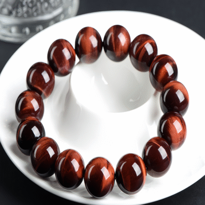 Natural Red Tiger Eye Bracelet – Confidence & Motivation Gemstone Beads for Strength & Energy