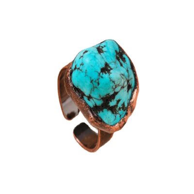 Raw Turquoise Copper Ring | Adjustable Natural Gemstone Ring