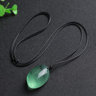 Green Fluorite Pendant | Natural Polished Freeform Crystal Necklace for Focus & Calm