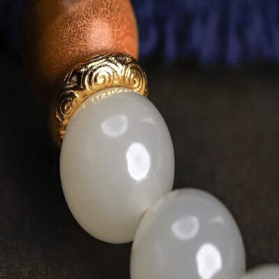 Natural Sandalwood Bracelet with Hetian Jade Beads for Peace & Spiritual Balance