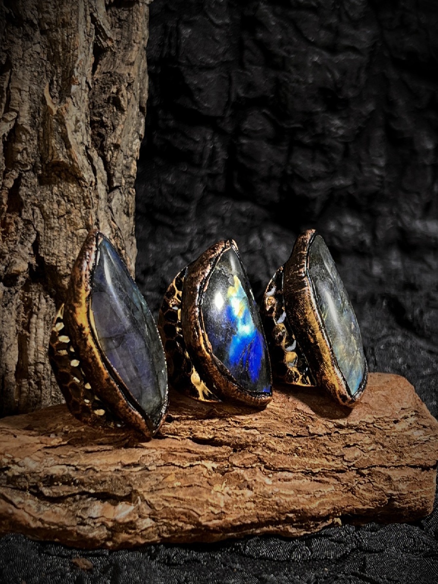 Labradorite Flash Ring · Blue Fire Stone Adjustable Ring - Image 3