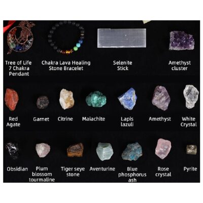 Natural Raw Crystal Gift Set – 12 Mixed Healing Stones | Chakra Balancing, Meditation & Energy Cleansing Kit