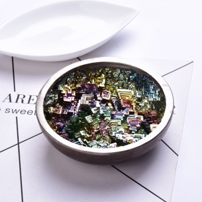 Natural Bismuth Crystal Bowl – Rainbow Metallic Mineral Specimen