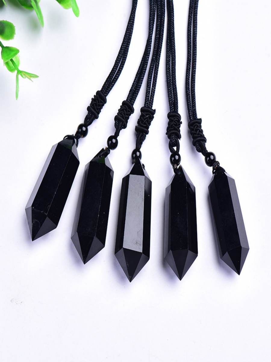 Obsidian Double-Point Pendant | Natural Protection Crystal Necklace | Grounding & Negative Energy Shield - Image 3