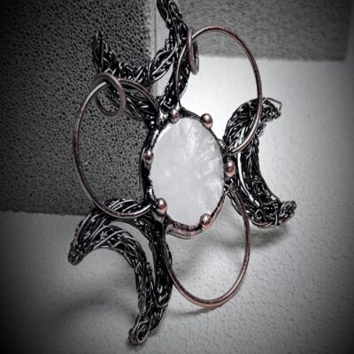 Triple Moon White Quartz Pendant · Natural Raw Quartz Necklace